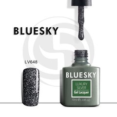 Bluesky, Гель-лак Luxury Silver 10 мл. № 648 черный, с серебристыми блестками.
