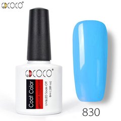 Гель-лак GDCOCO № 830 (насичено блакитний), 8 мл.