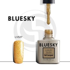 Bluesky, Гель-лак Luxury Silver 10 мл № 527 жовте золото, з перламутром і блискітками, щільний.